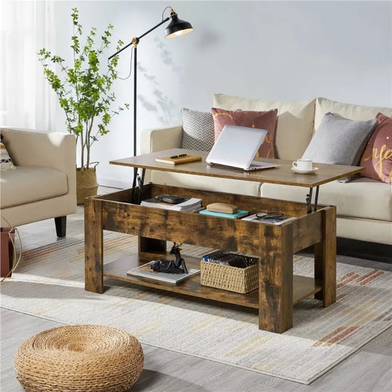 Rectangle Wooden Lift Top Coffee Table-DECORIZE