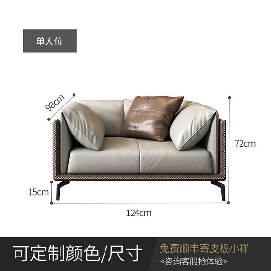 Italian Minimalist Leather Sofa-DECORIZE