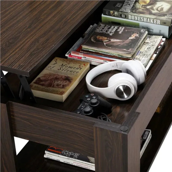 Rectangle Wooden Lift Top Coffee Table-DECORIZE