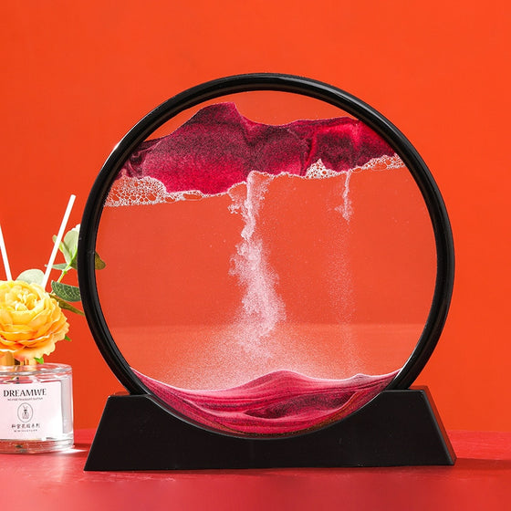 3D Moving Sand Art Round Liquid Hourglass-DECORIZE