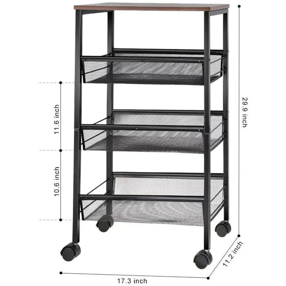 Rustic 3-Tier Metal Wire Storage Kitchen-DECORIZE