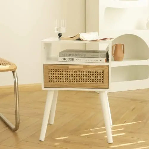 Century Modern Nightstand with Drawer-DECORIZE