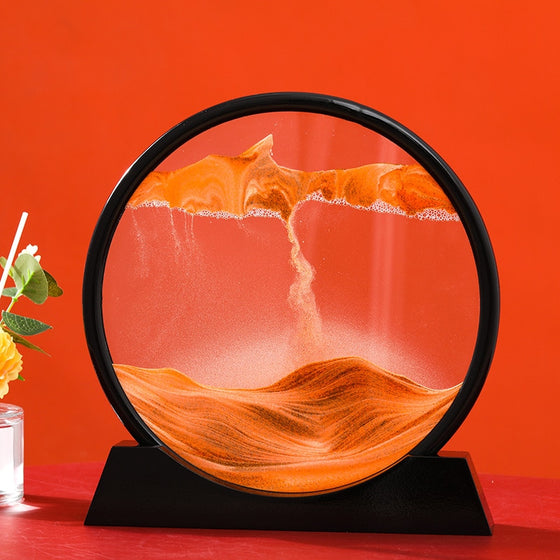 3D Moving Sand Art Round Liquid Hourglass-DECORIZE