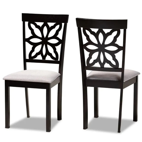 Dark Brown Wood 2-Piece Dining Chair Set-DECORIZE