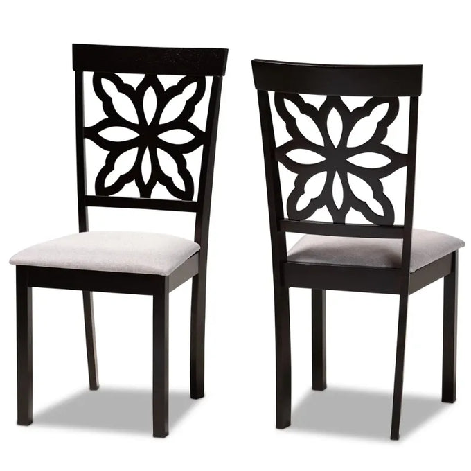  Dark Brown Wood 2-Piece Dining Chair Set-DECORIZE