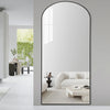 Arched Full Length Mirror Floor Mirror with Stand Black-DECORIZE