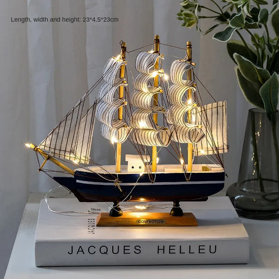 Wooden Sailboat Crafts Nautical Decoration-DECORIZE