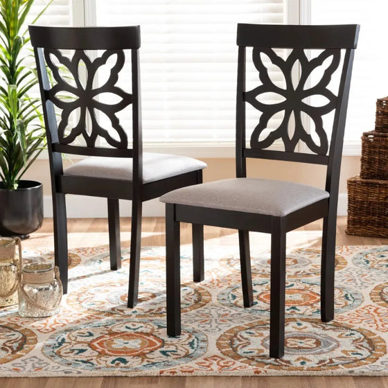 Dark Brown Wood 2-Piece Dining Chair Set-DECORIZE