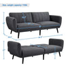 Fabric Convertible Ribbed Folding Futon Sofa-DECORIZE