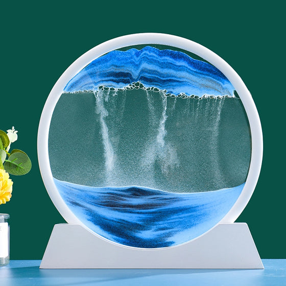 3D Moving Sand Art Round Liquid Hourglass-DECORIZE