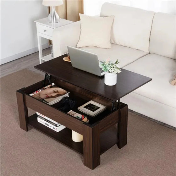 Rectangle Wooden Lift Top Coffee Table-DECORIZE