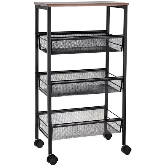 Rustic 3-Tier Metal Wire Storage Kitchen-DECORIZE