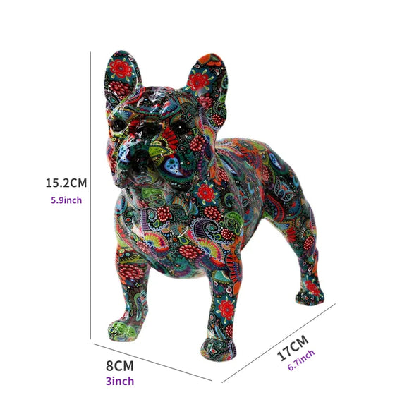 Colorful Standing French Bulldog Resin Statue-DECORIZE