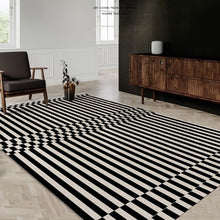  Retro Black White Striped Carpet-DECORIZE