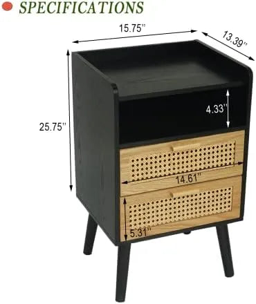 Century Modern Nightstand with Drawer-DECORIZE