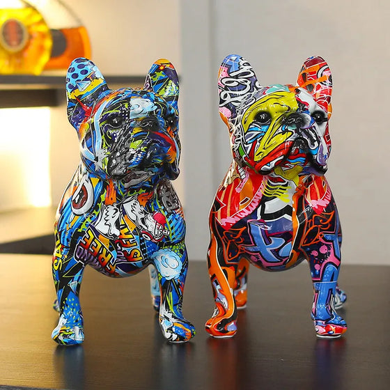 Colorful Standing French Bulldog Resin Statue-DECORIZE