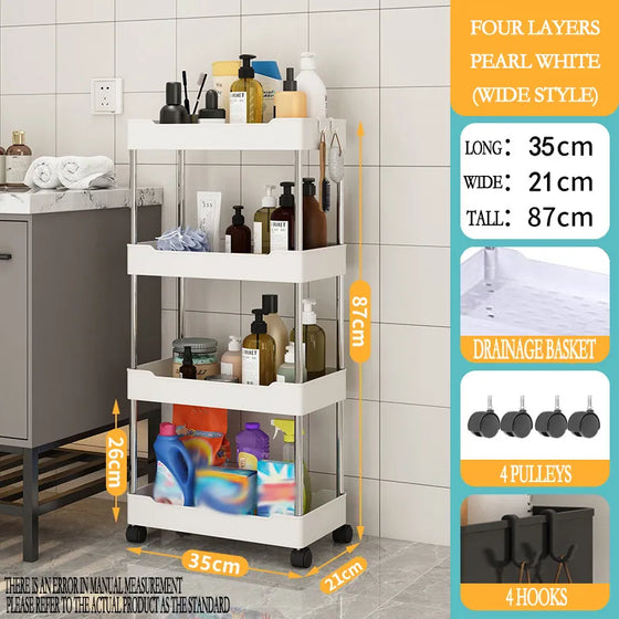 3/4Tier Durable Rolling Trolley Rack Kitchen-DECORIZE