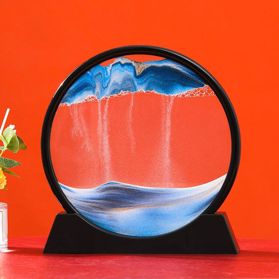 3D Moving Sand Art Round Liquid Hourglass-DECORIZE