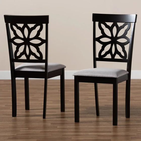 Dark Brown Wood 2-Piece Dining Chair Set-DECORIZE