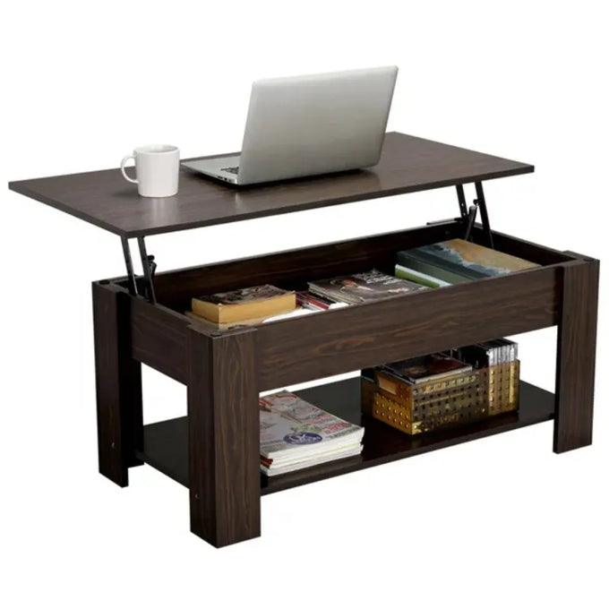  Rectangle Wooden Lift Top Coffee Table-DECORIZE