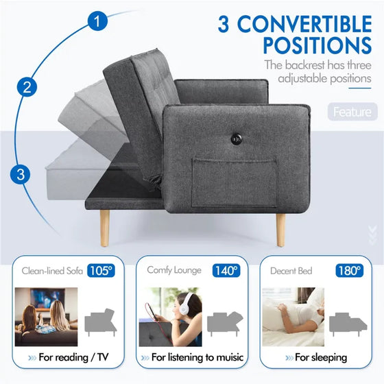 Memory Foam Convertible Futon Folding Sofa Bed-DECORIZE