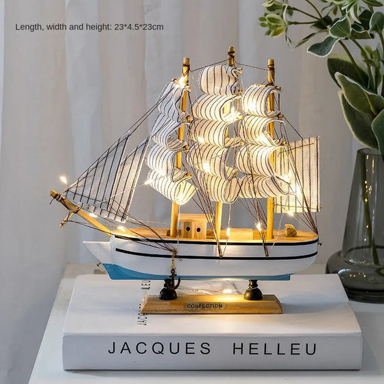 Wooden Sailboat Crafts Nautical Decoration-DECORIZE