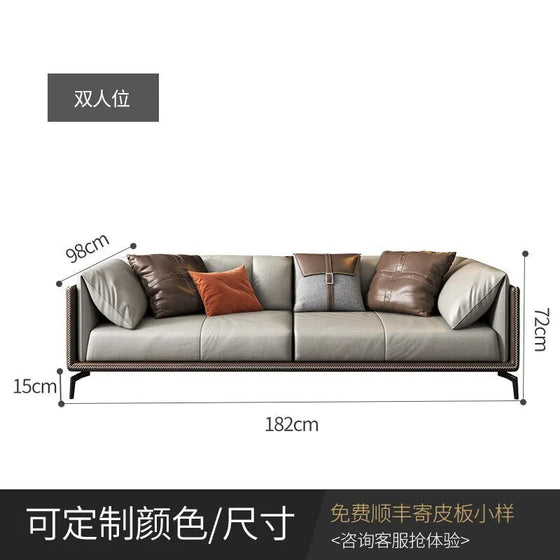 Italian Minimalist Leather Sofa-DECORIZE