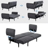 Fabric Convertible Ribbed Folding Futon Sofa-DECORIZE