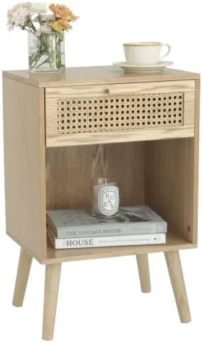 Century Modern Nightstand with Drawer-DECORIZE