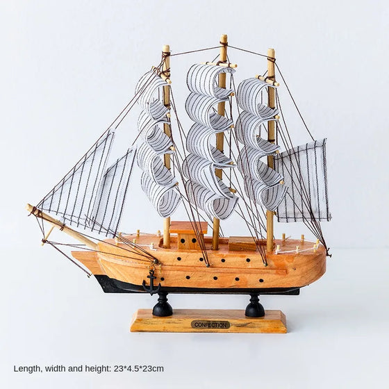 Wooden Sailboat Crafts Nautical Decoration-DECORIZE