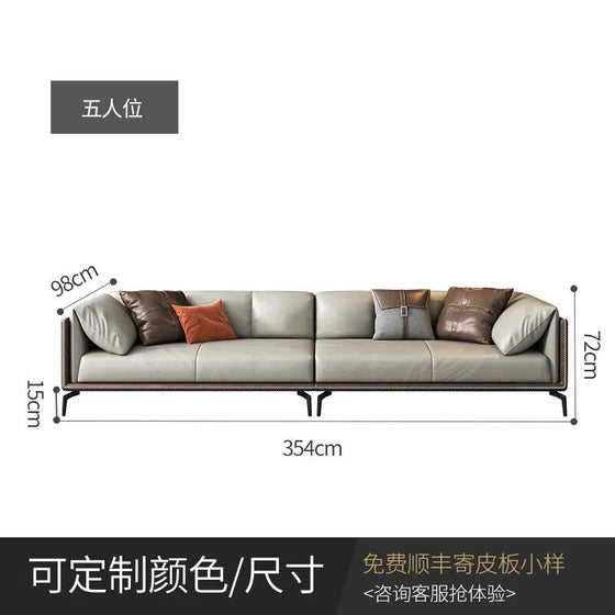 Italian Minimalist Leather Sofa-DECORIZE