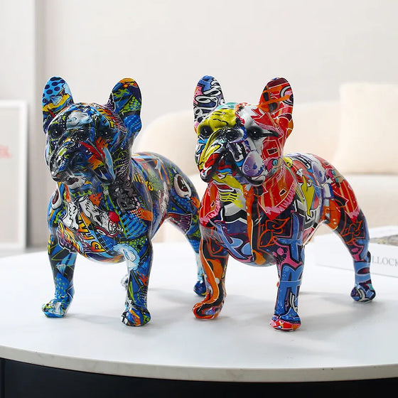 Colorful Standing French Bulldog Resin Statue-DECORIZE