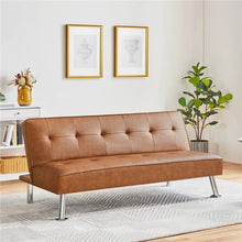  Easyfashion Convertible Faux Leather Futon Sofa Bed-DECORIZE