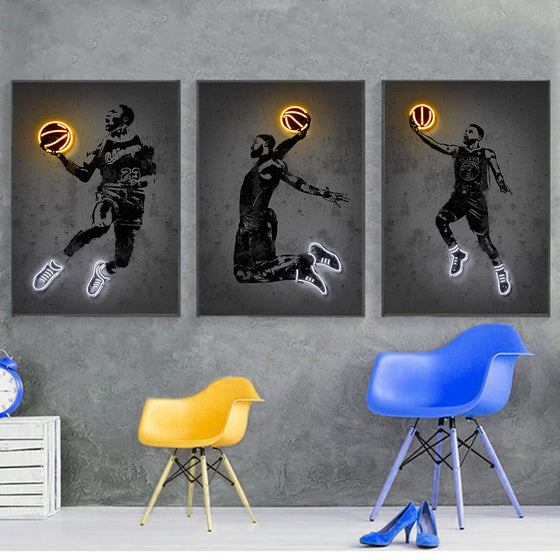 Neon Basketball Sport Posters Home Decoration-DECORIZE