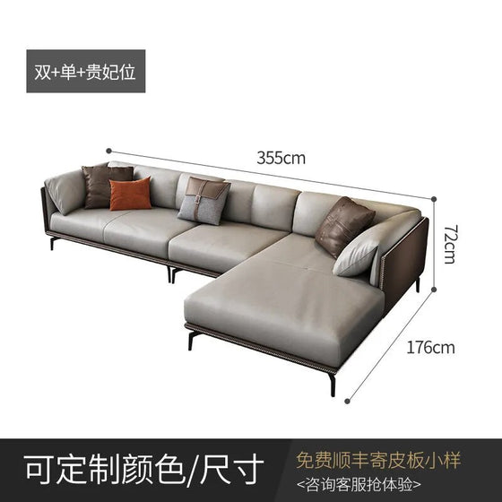 Italian Minimalist Leather Sofa-DECORIZE