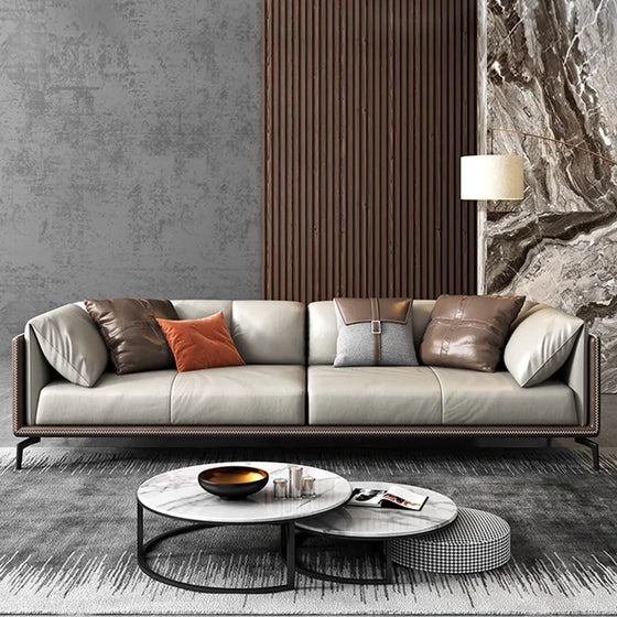 Italian Minimalist Leather Sofa-DECORIZE