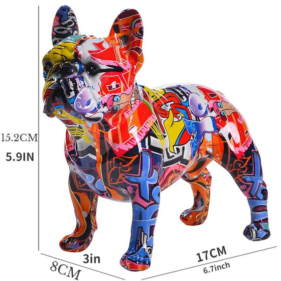 Colorful Standing French Bulldog Resin Statue-DECORIZE