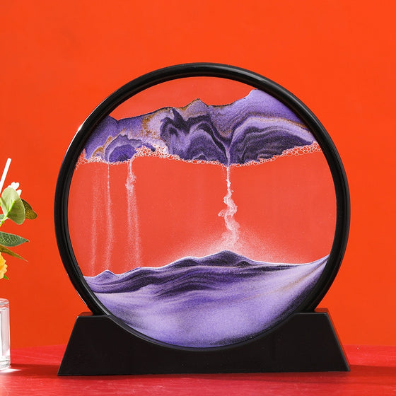 3D Moving Sand Art Round Liquid Hourglass-DECORIZE