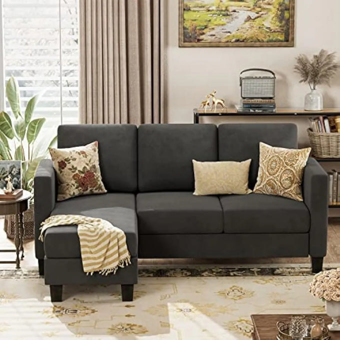  Convertible Sectional Small Sofa L-Shaped-DECORIZE