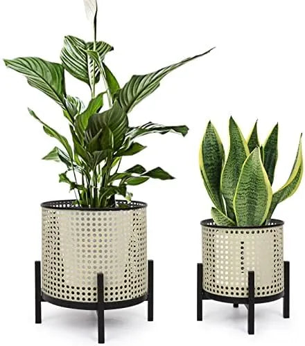  Mid Century Planter with Gold Plant Stand-DECORIZE